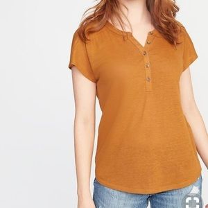 Linen blend shirt sleeve top